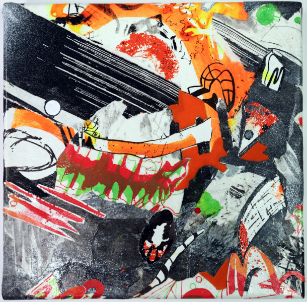 Lava Pit - Art work in mixed media on deep canvas by Kirsten Mortimer